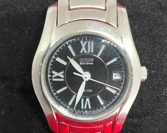 Citizen Eco-drive Black Dial Date Day St. Steel Quartz Watch  display picture 2