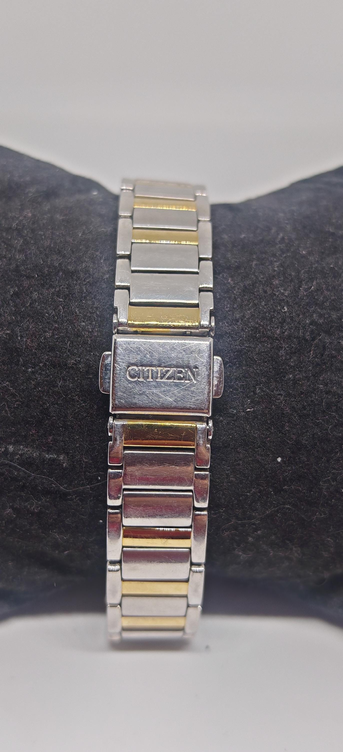 Citizen Eco-Drive Tank Watch B023-S033802 Ultra Slim White Dial Two Tone 18mm Citizen Eco-drive Two-tone Rectangular Watch, Model B023  main image 2