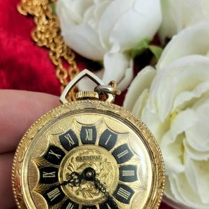 Collar con colgante vintage de cardenal para mujer, reloj mecánico chapado en oro