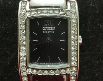 Vintage Citizen Eco-drive B023 S000068 Swarovski Crystal Silver