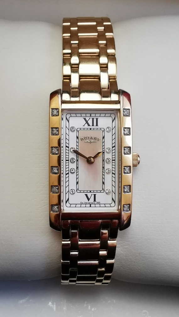 Vintage Rotary Rocks Diamonds Set Time RLB00009 40 Gold Plated Ladies Watch Dolphin Standard Tank Swiss Quartz Boxed Etsy