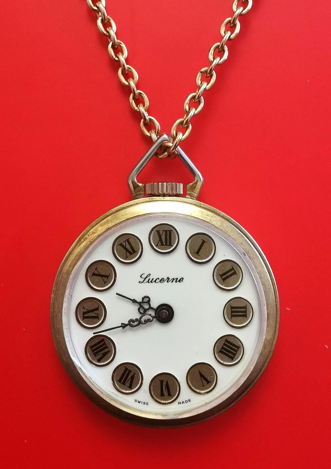Montre Mécanique Vintage Lucerne Suisse 15 Bijoux - Plaquée Or 10 Carats, Occasion, à Remonter Manuellement
