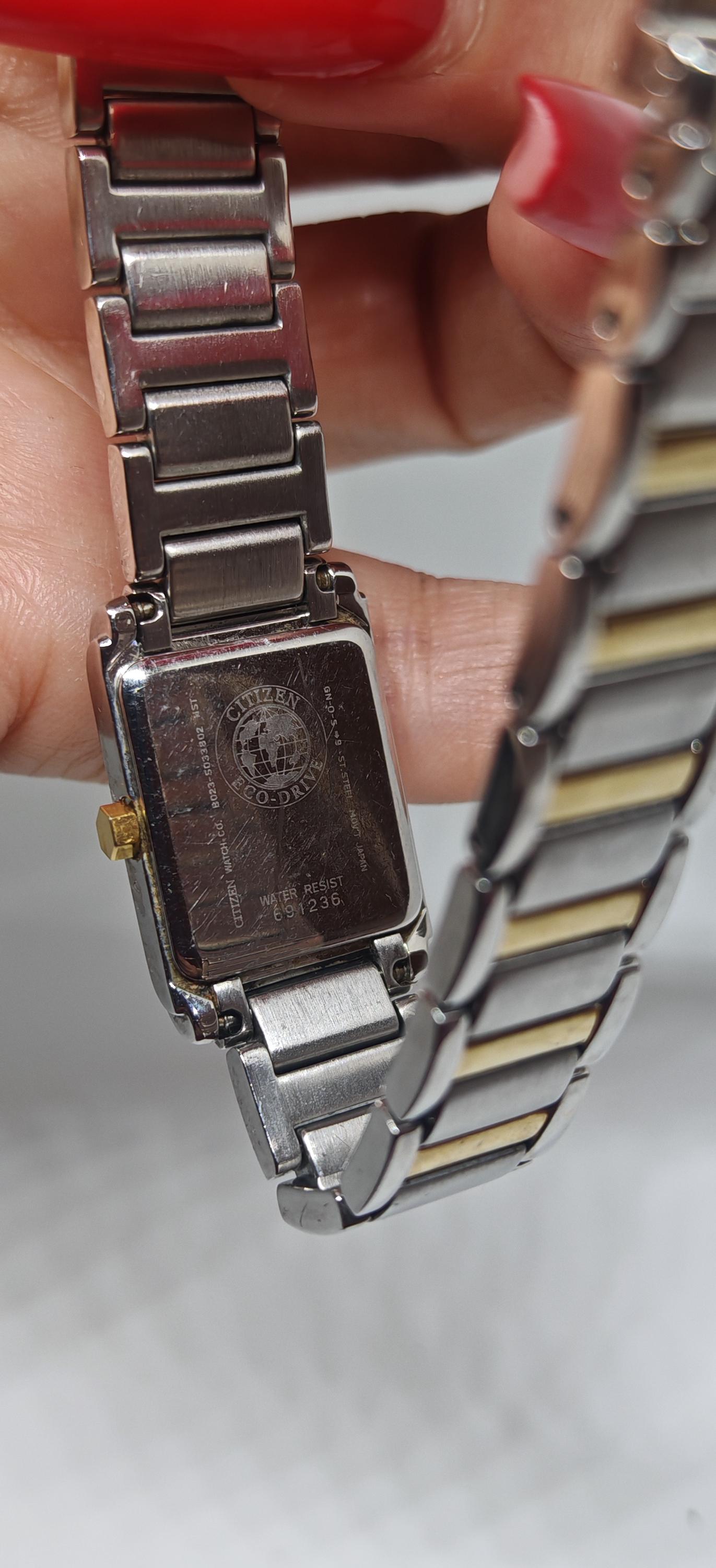 Citizen Eco-drive Two-tone Rectangular Watch, Model B023 