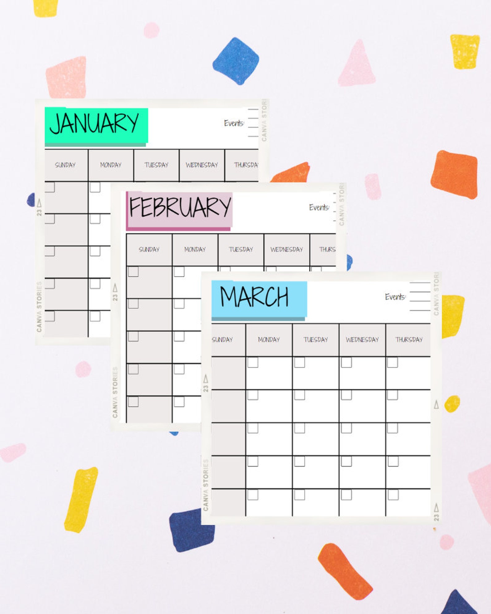 Blank Calendar, Printable Calendar, Simple Letter8.5x11 & Legal Size8 ...