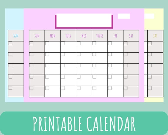 Minimalist Calendar Printable Calendar Simple - Etsy