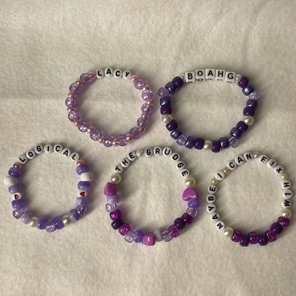 CUSTOM CONCERT BRACELETS [5-pack] Songs/Lyric-Inspired Beaded Letter Bracelets