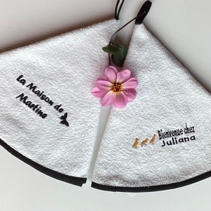 Customizable hanging hand towel housewarming gift wedding gift embroidered first name message image 1