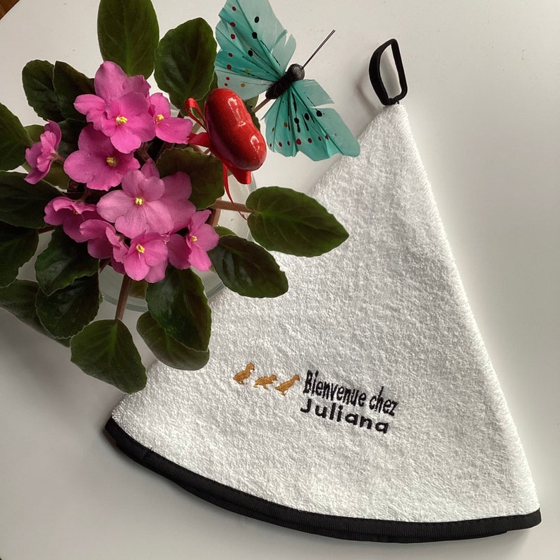 Customizable hanging hand towel housewarming gift wedding gift embroidered first name message image 5