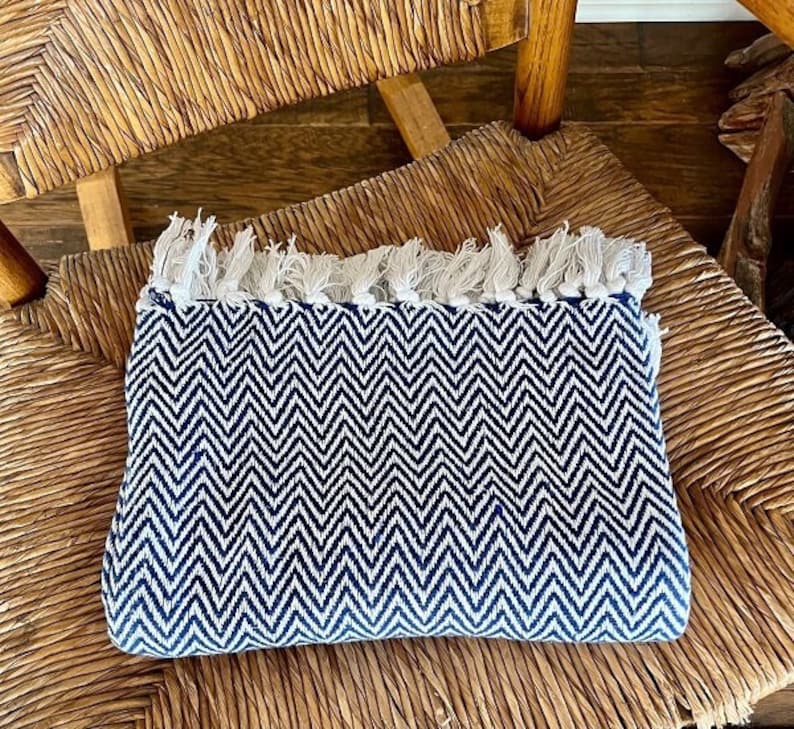 Navy Blue and White throw Blanket for Couch Etsy