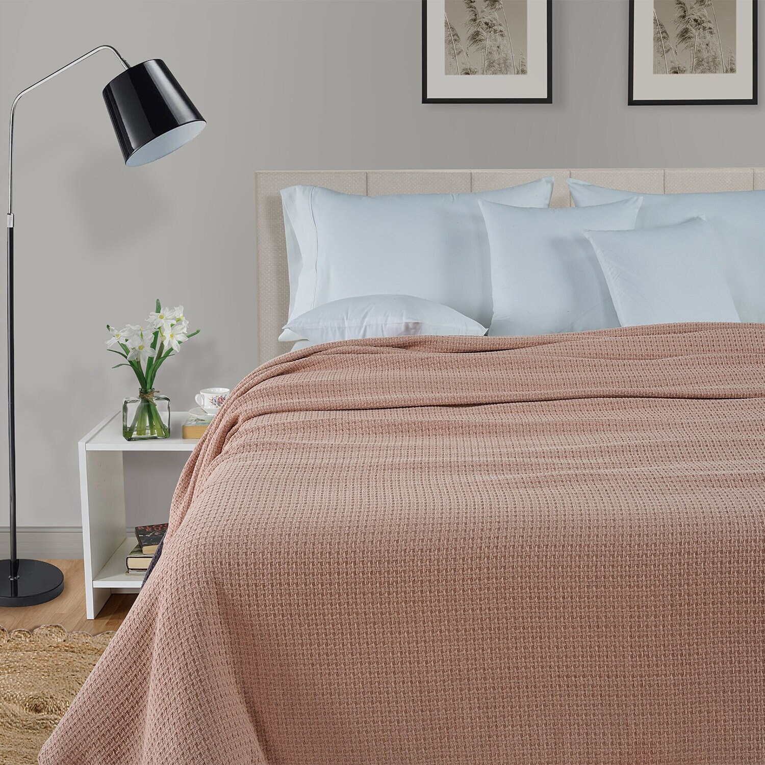 Blush bed blanket sale