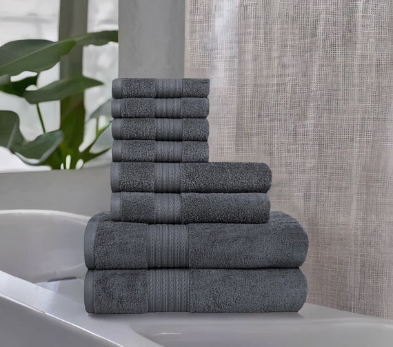 Cotton Alley 100% Cotton Bath Towel Set 6 Pcs 2 Bath Towels - 2 Face Towels  - 2 Wash Cloths - Soft & High Absorbent White