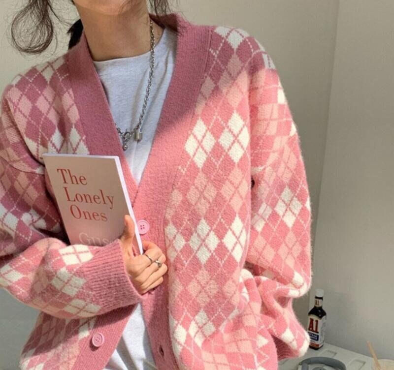 Plaid Sweater Pink - Etsy
