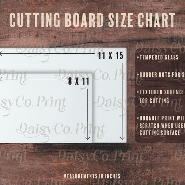 Glass Cutting Board Mockup Size Chart, Generic Brand Cutting Board Mockup for Printify Cutting Board, Glass Cutting Board Size Mockup Chart