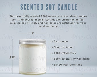Candle Mockup, Candle Size Chart, White Candle Mockup, Jar Candle Mockup, Candle Sizing Chart, Candle Mockup Size Chart, Printify Mockup