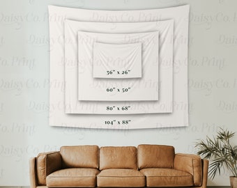 Tapestry Mockup Size Chart,  Tapestry Size Chart, Generic Brand Indoor Wall Tapestries, Horizontal Tapestry Mockup Size Chart, Tapestry Size