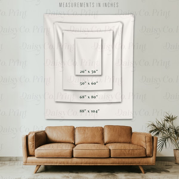 Tapestry Mockup Size Chart,  Tapestry Size Chart, Generic Brand Indoor Wall Tapestries, Vertical Tapestry Mockup Sizing Chart, Tapestry Size