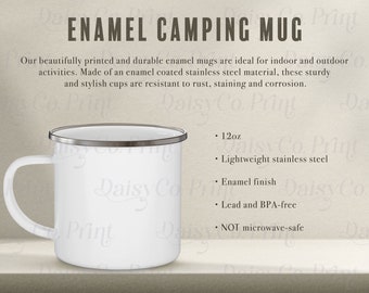 Enamel Mug Information Chart, Enamel Mug Mockup, Mug Size Chart, Enamel Camping Mug Mockup, Coffee Cup Mockup, 12 oz Mug Mockup