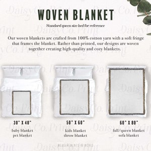 Woven Blanket Size Chart, Woven Blanket Mockup, Blanket Size Chart, Fringed Woven Throw Blanket Mockup Size Chart, Gooten Blanket Mockup