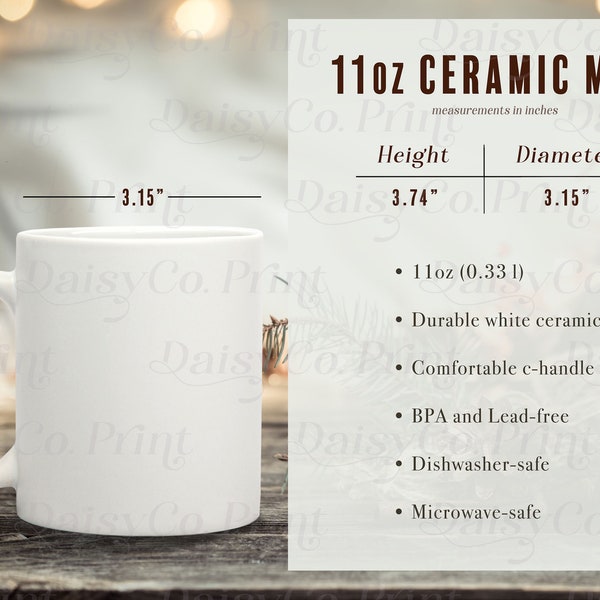 Ceramic Mug Size Chart, 11oz Mug Size Chart, 11oz Mug Mockup, Mug Mockup Size Chart, Coffee Cup Mockup, 11oz Cup Mockup, Printify Mug Mockup