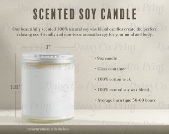 Candle Mockup, Candle Size Chart, White Candle Mockup, Jar Candle Mockup, Candle Sizing Chart, Candle Mockup Size Chart, Printify Mockup