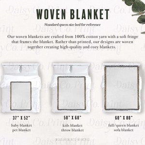 Woven Blanket Size Chart, Woven Blanket Mockup, Blanket Size Chart, Fringed Woven Throw Blanket Mockup Size Chart, Gooten Blanket Mockup