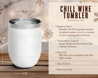 12oz Chill Wine Tumbler Mockup, Chill Wine Tumbler Size Chart, 12oz Wine Tumbler Mock Up, Chill Wine Tumbler Christmas Mockup, Winter Mockup