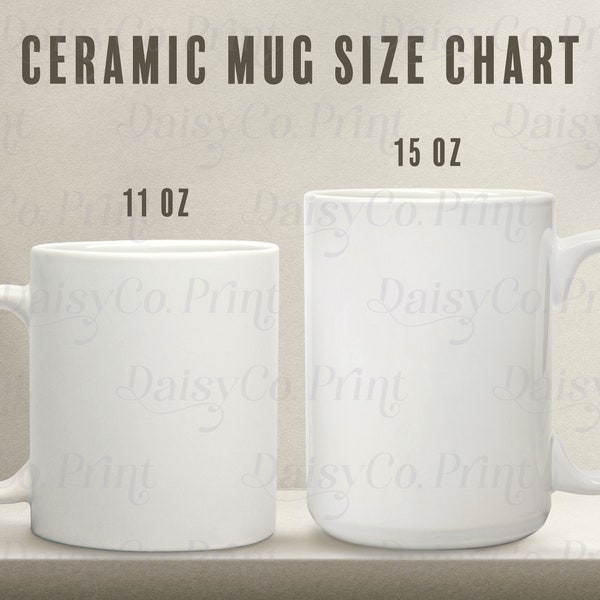 Coffee Mug Size Chart, Coffee Mug Mockup, Orca Ceramics Mug Mockup, Coffee Cup Mockup, 11 oz Mug Mockup, 15 oz Mug Mockup, POD Mug Mock up