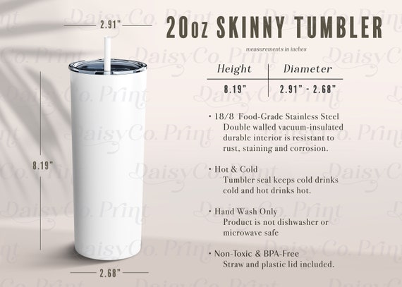 20oz Skinny Tumbler Mockup, Tumbler Size Chart, Generic Brand Tumbler,  Mockup Size Chart, 20 Oz Skinny Tumbler Mock Up, 20oz Tumbler Size - Etsy