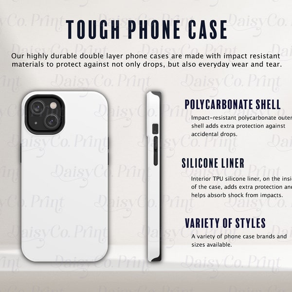 Tough Phone Case Mockup Size Chart, Generic Brand Tough Phone Cases, Tough Phone Case Mockup, Printify Tough Phone Case, Dual Layer Case