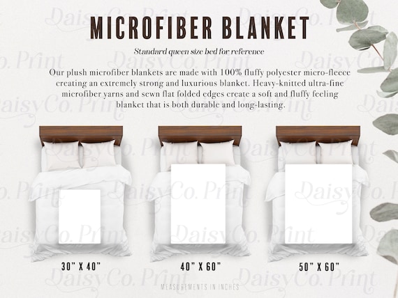 Microfiber Blanket Mockup | Size Chart, Printify Mockup