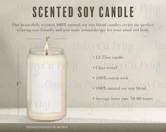 Candle Mockup, Candle Size Chart, White Candle Mockup, Jar Candle Mockup, Candle Sizing Chart, Candle Mockup Size Chart, Printify Mockup