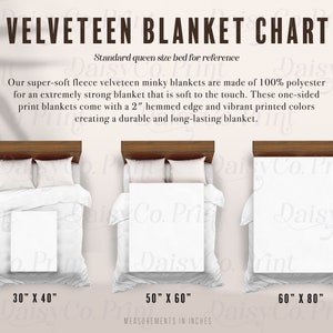 Velveteen Blanket Mockup Size Chart Minky Blanket Size Chart Blanket Sizing Chart Minky Throw Blanket Mockup Size Chart Printify Mockup Boho