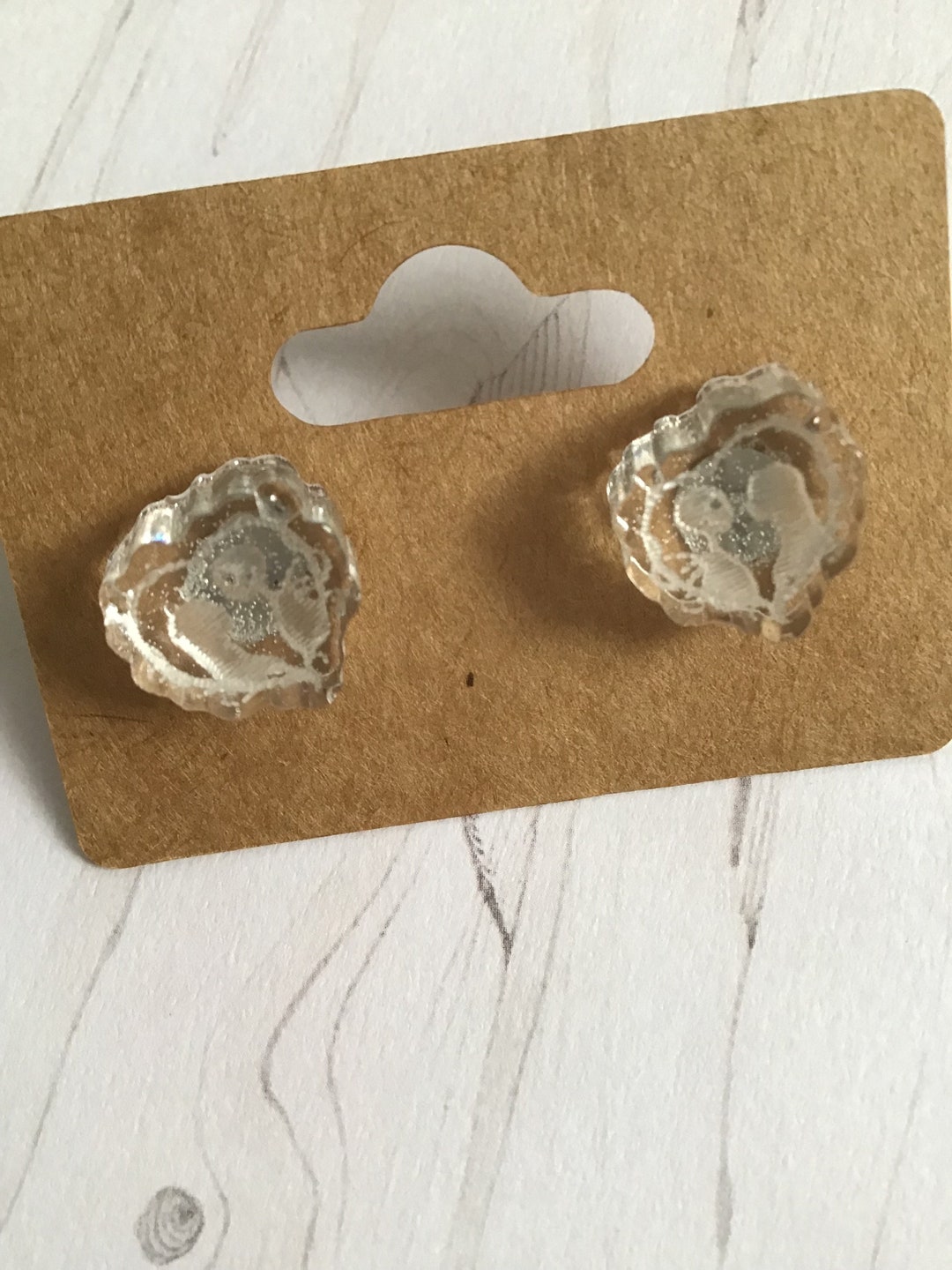 Disney Nightmare Before Christmas Earrings Clear Etched Resin Jack and