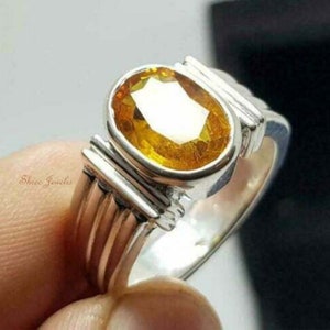 Yellow Sapphire Ring Natural Certified Gemstone Ring Pukhraj Ring In Copper Panchdhatu Gold Plated Ring Handmade Ring For Men And Woman