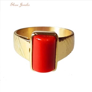 Handmade Red Coral Ring, Statement Gemstone Jewelry, Personalized Gifts for Mom & Her, Unique Coral Ring, Gift for Women