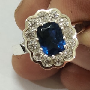 Natural Blue Sapphire Silver Plated Rashi Ratan Ring for Astrology - Certified Neelam Stone for Men & Women by Astrogemsrings