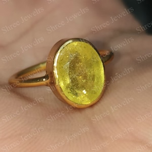 Natürlicher Zertifizierter Gelber Saphir / Pukhraj Panchadhatu Rashi Ratan Astrologische Zwecke Ring Handgemachter Ring für Mann & Frau, Geschenk für sie