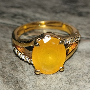 Yellow Sapphire Ring Natural Certified Gemstone Ring Pukhraj Ring In Copper Panchdhatu Gold Plated Ring Handmade Ring For Men And Woman