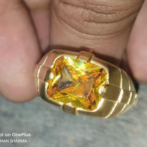 Anillo de zafiro amarillo certificado natural / Pukhraj Panchadhatu Rashi Ratan con propósito astrológico, anillo hecho a mano para hombre y mujer, regalo para ella