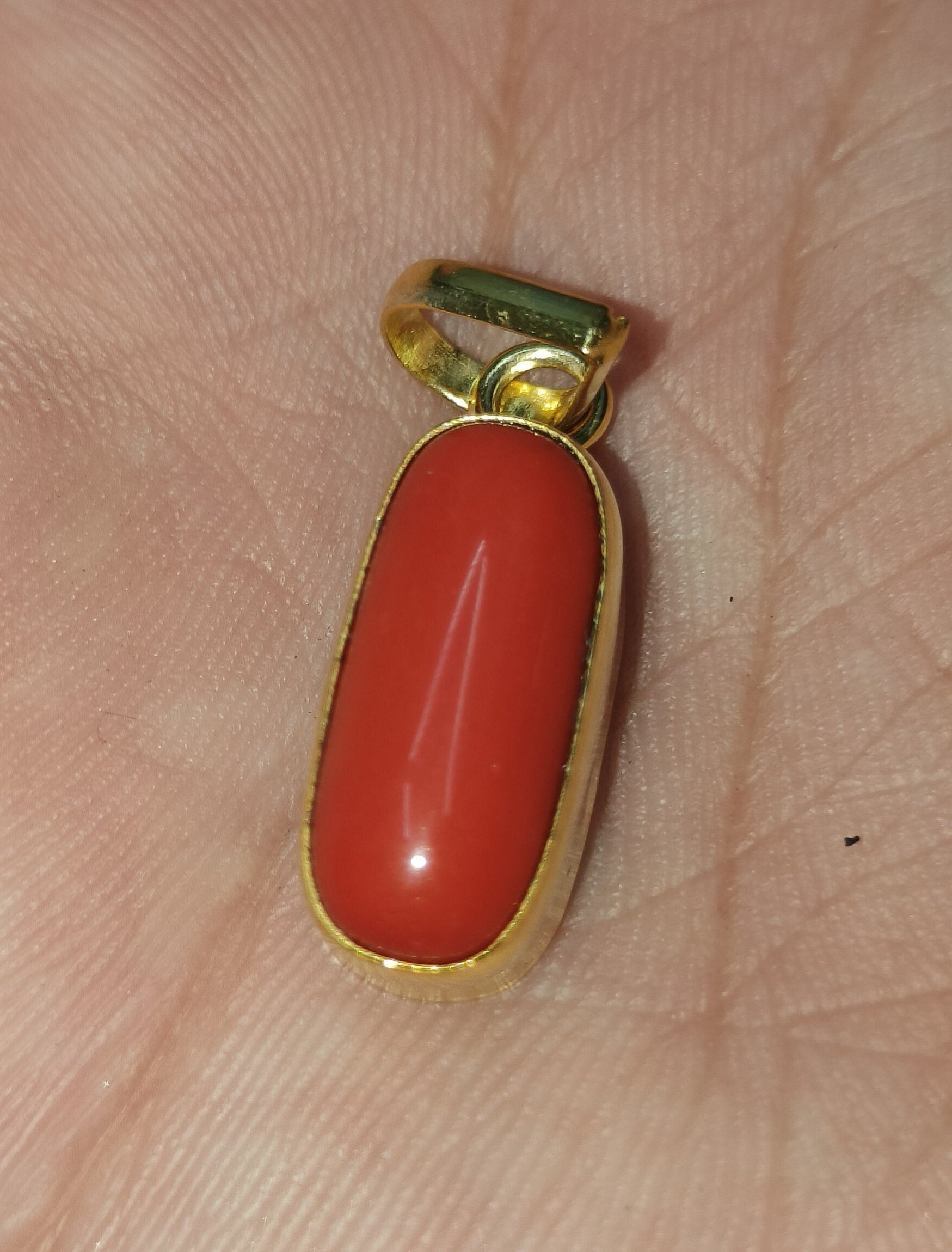 Red Coral Pendant/Coral Pendant/Moonga Pendant In Copper (Panchdhatu) Gold Plating Handmade Pendant For Men And Women