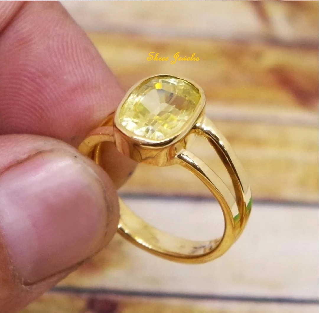 Buy Natural Yellow Sapphire Ring: Handmade Panchadhatu Rashi Ratan Online  in India