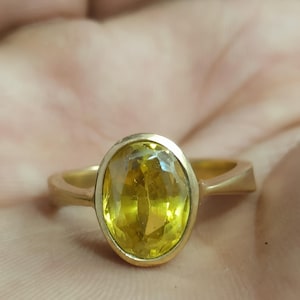Natural Certified Yellow Sapphire/ Pukhraj Panchadhatu Rashi Ratan Astrological Purpose Ring Handmade Ring For Man & Woman, gift for her