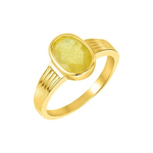 Natürlicher Gelber Saphir Panchadhatu Ring - Handgemachter Rashi Ratan Schmuck für Astrologische Zwecke - Geschenk für Männer & Frauen