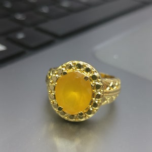 Natürlicher Zertifizierter Gelber Saphir / Pukhraj Panchadhatu Rashi Ratan Astrologische Zwecke Ring Handgemachter Ring für Mann & Frau, Geschenk für sie