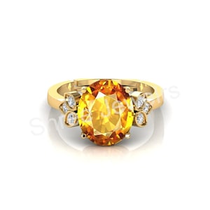 Yellow Sapphire Ring Natural Certified Gemstone Ring Pukhraj Ring In Copper Panchdhatu Gold Plated Ring Handmade Ring For Men And Woman