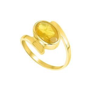 Yellow Sapphire Ring Natural Certified Gemstone Ring Pukhraj Ring In Copper Panchdhatu Gold Plated Ring Handmade Ring For Men And Woman