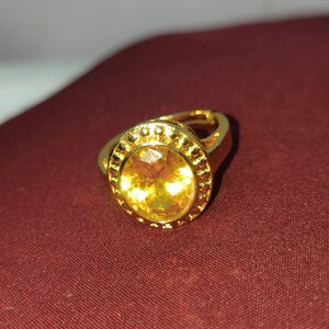 7.25 Carat Natural Certified Yellow Sapphire (Pukhraj) Ring - Panchdhatu Adjustable Rashi Ratan For Astrology