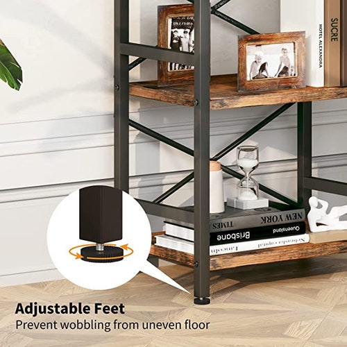 Bookshelf, 3 Tier Industrial Bookcase, Metal Small Bookcase, Rustic shops Etagere Book Shelf Storage Organizer for Living Room