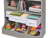 Freestanding Combo Shelf Cubby Bin Storage Organizer Unit with 3 Baskets