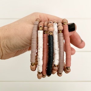 Heishi Bracelet, Polymer Clay Bracelet, Essential Oil Bracelet, Heishi Bead Bracelet, Beaded Bracelet, Boho Jewelry, Heishi Stack Bracelets